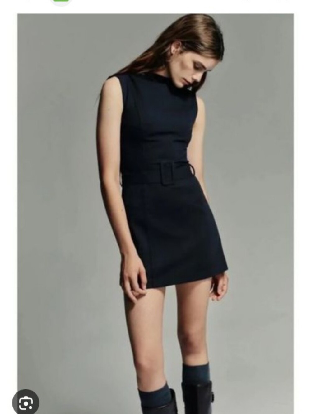 Zara Black Sleeveless Belted Mini Dress-Skirt